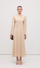 Solid Satin Long Sleeve Maxi Dress