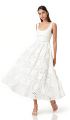 Sleeveless Embellished Lace Midi Dress