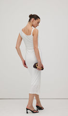 Asymmetric Metallic Sleeveless Midi Dress