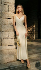 Satin Backless Slip Maxi Dress