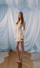 Knitted Mini Dress With Long Sleeves