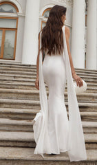 Solid Satin Flared Maxi Dress