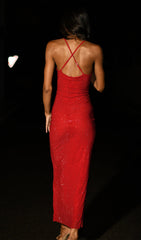 Diamante Ruched Midi Dress