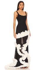 Wisteria Gown Maxi Dress In Black & White