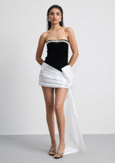 Strapless Mini Dress With Bow Ribbon