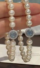 Natural Freshwater Pearl Aquamarine Bracelet