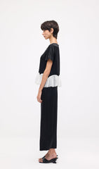Short Sleeve Top & Maxi Pants Set In Black