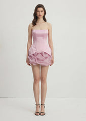 Strapless Tie-Up Tulip Mini Dress