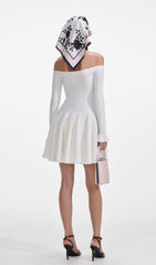 Off Shoulder Ribbed Knit Mini Dress