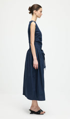 Solid Round Neck Sleeveless Midi Dress