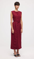 Sleeveless Shift Midi Dress With Belt