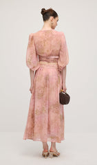 Floral Knot Cut Out Midi Dress Sets