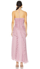 Asymmetry Ruffled Halter Maxi Dress