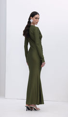 V Neck Ruched Maxi Dress