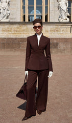 Fitted Jacket With High Collar & Maxi Pants