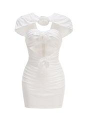 Solid Cut Out Sheer Mesh Mini Dress