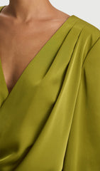 Satin Plunge-Neck Micro Mini Dress