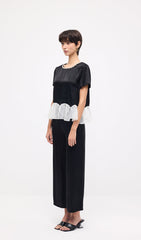 Short Sleeve Top & Maxi Pants Set In Black