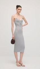 Solid Sleeveless Knit Midi Dress In Haze Blue