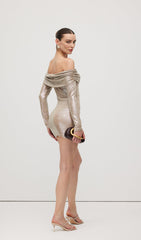 Off Shoulder Long Sleeve Mini Dress