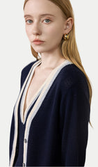 V Neck Color-Blocked Dress & Cardigan Set