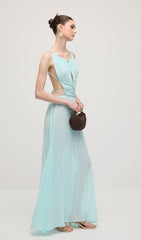 Solid Halter Open Back Maxi Dress