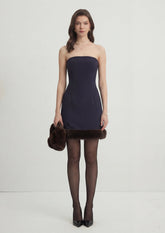 Fur Trim Jacket & Sleeveless Mini Dress Set