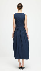 Solid Round Neck Sleeveless Midi Dress