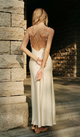 Satin Backless Slip Maxi Dress