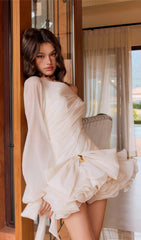 Ruffled Bowknot Bubble Mini Dress