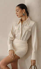Lapel Collar And Draped Set Mini Dress