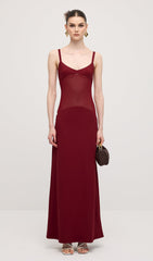 Red Sheer Knit Curve Maxi Dress