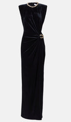 Embellished Velvet Split Maxi Dress
