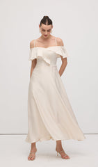 Ruffle Satin Midi Dress