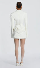 Suiting Pleated Mini Dress In White