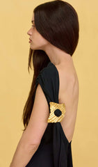 Knit Deep Cowl Back Midi Dress In Black