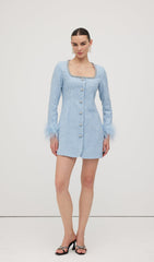 Sequin Boucle Feather Mini Dress