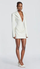 Suiting Pleated Mini Dress In White