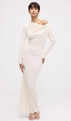 Draped Twist Knit Maxi Dress