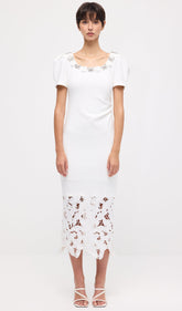 Embellished Applique Cutout Midi Dress