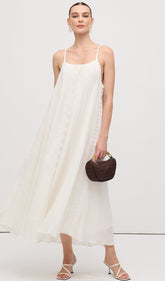 Embroidered Cotton And Linen Midi Dress