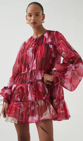 Floral Ruching Mini Dress