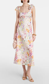Floral Tie Shoulder Midi Dress