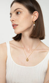 Gold Oval Pearl Pendant Necklace by Jennifer Paiva