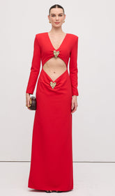 Heart Jewel Details Maxi Dress