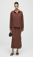 Knitted Long Sleeve Top & Midi Dress Set