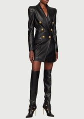 Leather Blazer Mini Dress In Black