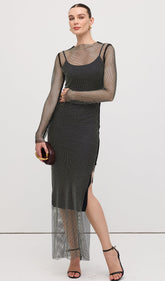 Mesh With Monochrome Maxi Dress