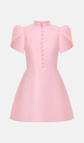 Mini Dress With High Collar In Pink