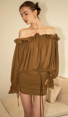 Off Shoulder Ruffled Mini Dress